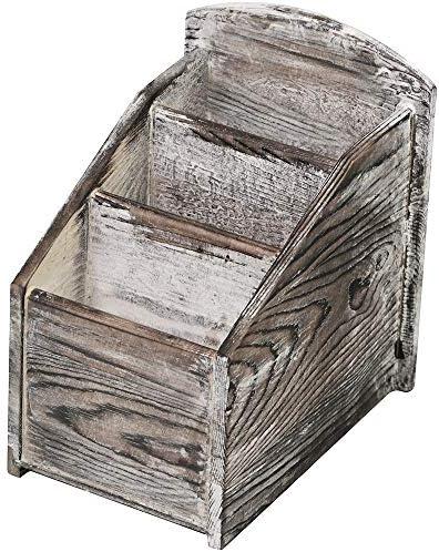 Pack Of 2 Winlyn 3 Slot Rustic Torched Wood Remote Control Caddy Media Organizer Desktop Organizer Remote Control Holder Pen Pencil Sundries Holder Storage Rack Supply Storage Rack for Office Living Room