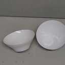 PLASTICPRO Disposable Angled Plastic Bowls Round Medium Serving Bowl, Elegant for Party's, Snack, or Salad Bowl, White, Pack of 4