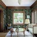 Safiyya Peel and Stick Wallpaper Floral Contact Paper Boho Wall Paper Self Adhesive Removable Wallpaper for Bedroom 197"x17.3" Covering Vinyl Rolls (Dark Green)