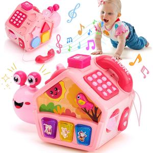 hahaland Baby Toys 6-12 Months, Musical Crawling Toys 6-18 Month Snail Toys for 1 Year Old Girl Gifts,Educational Toddler Toys Age 1-2 Busy Activity Cube, 1st Birthday Girl Gifts Toddler Gifts