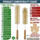 ALINK Extra Large Long Bottle Brush Set - 16" / 15" Long Bamboo Handle Bottle Cleaner for Narrow Neck Beer Wine Bottles, Decanter, Tumblers, Thermos, Jugs with Straw Brush, Kettle Spout/Lid Brush