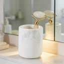 Natural White Marble Toothbrush Holder for Bathroom, Mordern Organic White Marble Toothbrush Cup, Luxury Texture Razor Holder, Razor Organizer for Dressing Table, Countertop, Hotel