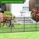 FOREHOGAR Metal Garden Fence 28in (H) x 23.3ft (L), 10 Panels + 11 Stakes Dog Fence Border Fence Animal Barrier, No Dig Garden Fencing for Yard Flower Bed Lawn Patio Outdoor, PIN282810 Black