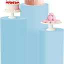 Cylinder Stand Covers for Party 3Pcs Spandex Cylinder Pedestal Stand Covers Cylinder Plinth Stand Cover for Party Backdrop Decor Baby Shower Birthday Wedding, Dusty Blue