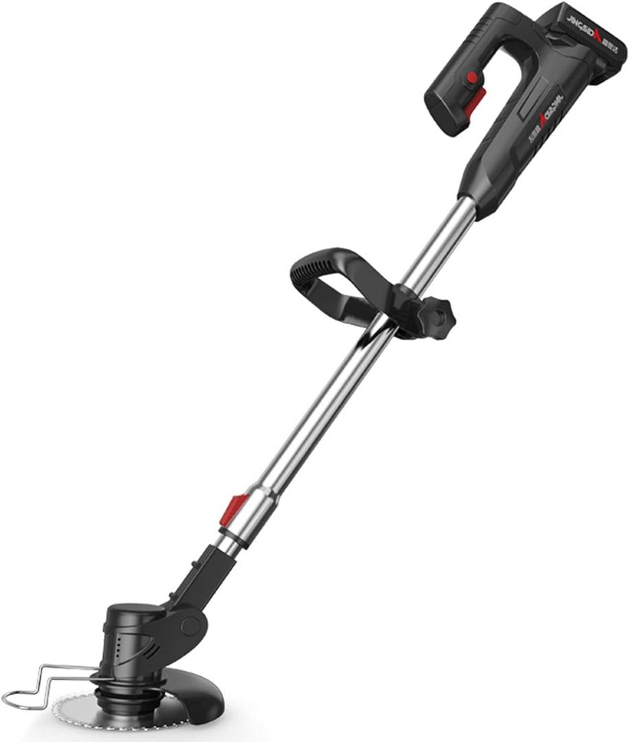 Cordless String Trimmer/Edger 48V. 15 inch Grass Lawn Trimmer with 2.0Ah Li-ion Battery with Edging Wheel, Adjustable Handle and Height