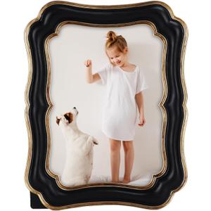PHAREGE 5x7 Vintage Picture Frame Black Gold, Ornate Antique Picture Frame for 5x7 Photo, Retro Photo Frame for Tabletop Vertical or Horizontal Display, 1 Pack