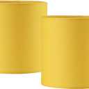 LAMPWELL LEBE Yellow Small Lamp Shades Clip on Bulb Set of 2,Mini Drum Sconce Shades,Clip on Lamp Shade for Table Lamps Chandelier Shades,5.2"5.2"H5.2",Fabric Replacement Lamp Shades