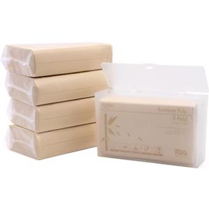 DrDirt Bamboo Multifold Paper Towels - Five-Fold Design, Sustainable, Soft and Absorbent Hand Towels for Bathroom,Home and Kitchen Use, Includes a Sturdy Plastic Tissue Box (5 Packs, 110 Sheets/Pack)