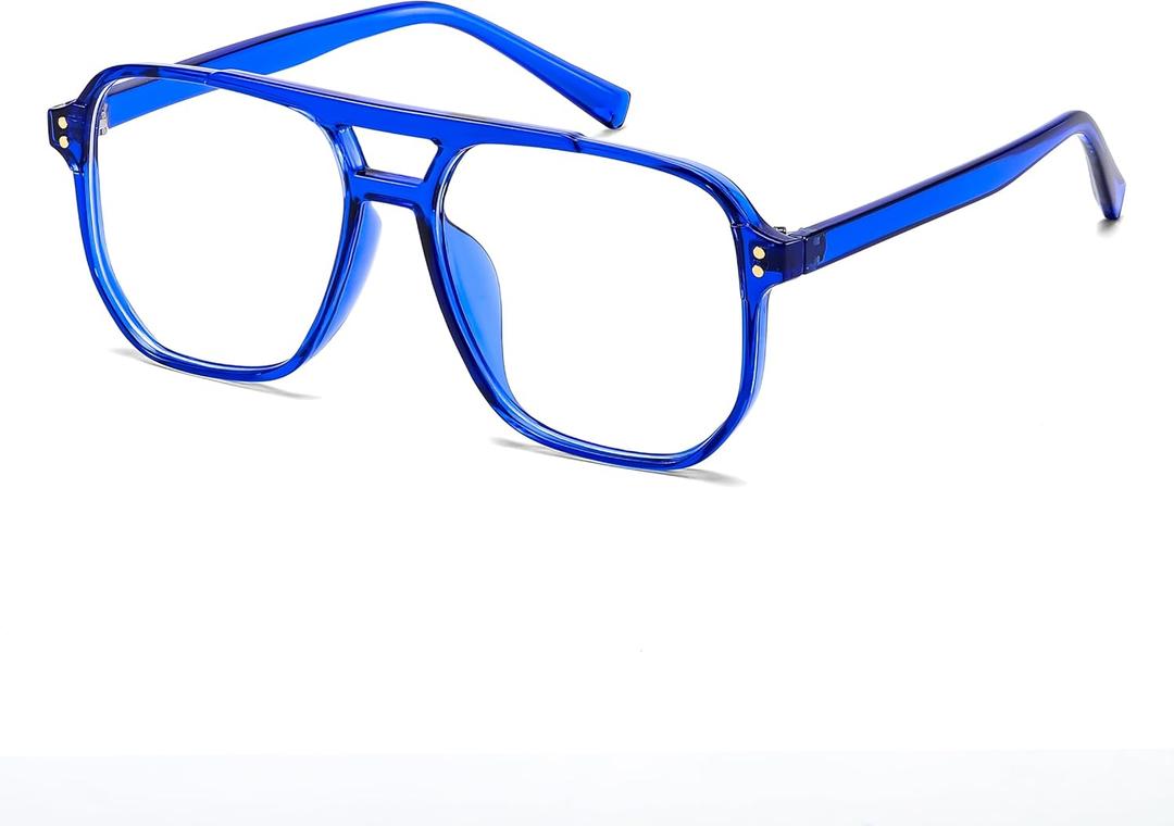 FEISEDY Blue Light Blocking Glasses Fake Nerd Clear Square Computer Lightweight Pilot Glasses Frame Oversized B2866
