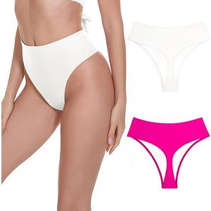 Kepblom Women's Thong Rave Bottoms High Waisted Bikini Bottom High Cut Panties for Dance Festival XS