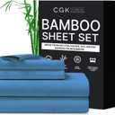 CGK Unlimited King Size Sheets - Cooling & Breathable Sheets - 60% Polyester, 40% Rayon Derived from Bamboo - Super Soft & Comfy for Hot Sleepers to Stay Cool, Fits King Sized Bed (King, Denim Blue)