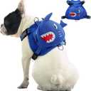 IDOMIK Dog Backpack Harness, No-Pull Dog Backpack with D-Ring for Small Medium Dogs, Cute Self Carrier Backpack for Dogs to Wear, Adjustable Dog Harness Backpack for Traveling Camping Hiking, Shark, M (Blue Shark)