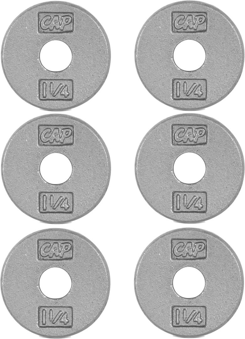 CAP Barbell Standard 1-Inch Cast Iron Weight Plates - Singles & Sets | 1.25-50 lbs | Multiple Options (Gray)