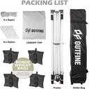 OUTFINE Pop-up Canopy 10x10 Patio Tent Instant Gazebo with Wheeled Bag, Sandbags x4, Tent Stakes x8 (Light White, 10 * 10FT)