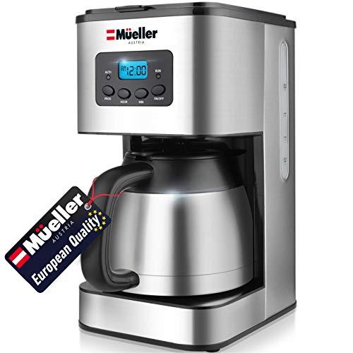 Mueller Austria Ultra Brew Thermal Coffee Maker, 8 cup (34oz) Carafe, Keep Warm, Auto Shut-Off, LCD Display Coffee Machine, Programmable, Delay Brew Function, Stainless Steel