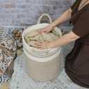 XUANGUO Cotton Rope Laundry Basket Hamper for Clothes Woven Storage Basket for Living Room Bedroom Boho Tall Rope Baskets for Blanket Toys Pillow Towels Baby Nursery Hamper Bin Large brown and white, Regular