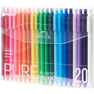 Kaco PURE Gel Pens 20 Pieces 0.7mm Assorted Color Ink Aesthetic Journaling Pens Cute, Retractable, Soft Touch Barrel, Quick Drying (1 Count (Pack of 20))