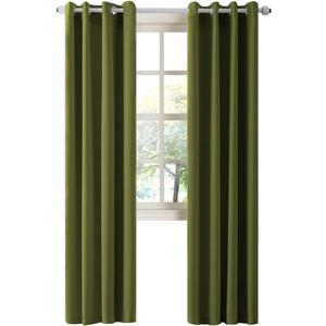 LA PALMA Thermal Insulated Blackout Darkening Grommet Living Room Curtains Window Drapes for Bedroom Pack of 2 Panels (Olive Green)