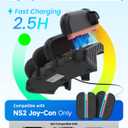 Charging Dock for Switch 2 JoyCon, Magnetic Fast Charger Station for 4 JoyCons with LED Indicators & Charging Cable, Overcharge Protection, Switch Joy Con 2 Accessories, Black
