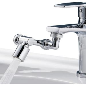 1080Swivel Faucet Extender, Sink Water Faucet Aerator Extension in Brass, Swivel Robotic Arm Bathroom Faucet Extender, Kitchen Rotating Extension Filter with 2 Mode Splash