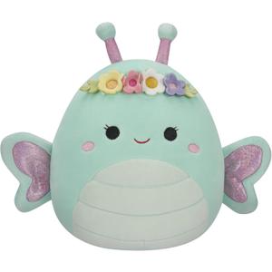 Squishmallows Original 8-Inch Reina Green Butterfly with Flower Crown - Official Jazwares Large Plush