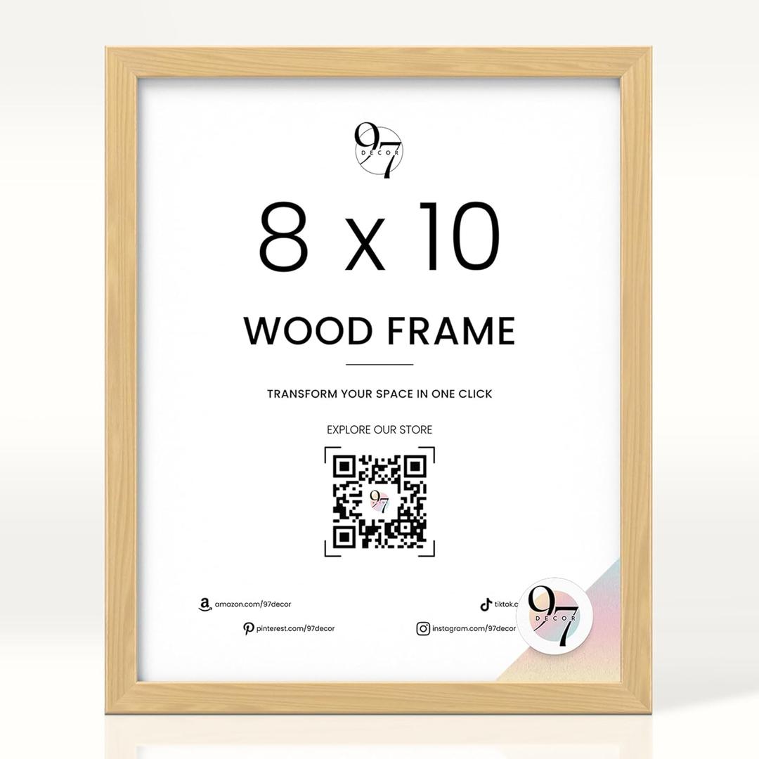 97 Decor Natural Wood Frame 8x10 - Beige 8 X 10 Wood Frame With Plexiglass, 8x10 Picture Frame Single Without Mat, 8x10 Photo Frame For Wall Hanging