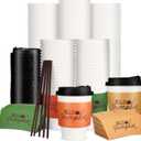 Jingmore 100 Set 12 oz Winter Christmas Hot Coffee Cups Disposable with Lids and Sleeves Hot Cocoa Cups for Winter Christmas Thanksgiving Birthday Party Supplies (Classic, White)