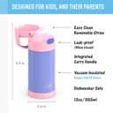 THERMOS FUNTAINER Water Bottle with Straw - 12 Ounce - Kids Stainless Steel Vacuum Insulated Water Bottle with Lid, Purple/Pink