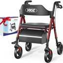 VOCIC Walkers for Seniors, Z21 Rollator Walker with Seat Supports 330lb, 8" Big Wheels for All Terrain, Ergonomic Arc Seat & 6" Ultra Backrest Foldable Walker, Dual Height Adjustment, Lightweight 2025