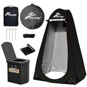 Ann Katy XL Portable Toilet with Pop Up Privacy Tent for Camping Outdoor RV
Large Foldable Restroom Kit with Carry Bag & Changing Room Tent for Adults, Travel, Road Trip, Backyard & Emergency Use