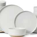Famiware Milkyway Dinnerware Sets, 24 Piece Dish Set, Plates and Bowls Sets for 8, White
