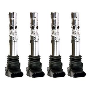 MAS Set of 4 Ignition Coil Pack Compatible with Audi A3 A4 Quattro S3 TT Toledo Beetle Golf Jetta Passat 1.8 L4 Replacement for UF437 UF580 UF411 C1394 06B905115R 06B905115D 06C905115M