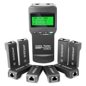 Network Cable Tester, Locate Breakage Points & Measure Length with 8 Remote Testers for Cat5/Cat5e/Cat6/Cat6e, Ethernet Cable Continuity Tester for Data Center & Contractors