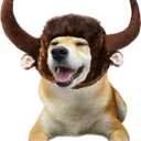 Dog Horn Wig for Halloween Christmas, Funny Pet Bull Costumes for Dog Cat, Pet Clothing Accessories (Size M)