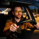 CAXMAN Night Driving Glasses Clip On Night Vision Glasses HD Polarized Yellow Lens Compact Fit Non-Flip Up