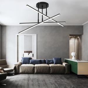 Black LED Chandelier, 3-Lights, Modern Semi Flush Mount, 3 Color Temperatures, Sputnik Fixture for Living Room, Kitchen, Bedroom, Foyer