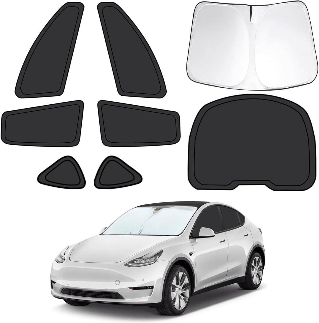 8pcs Car Window Shades Intended for Tesla Model Y 2020-2024(not for Juniper), Foldable Car Window Covers for Privacy, Full Sunshades Fit for Tesla Front Rear Windshield Side Windows to Block UV