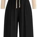 BTFBM Casual  For Women Fall Outfits 2026 Ribbed Spring Long Sleeve Crop Leg Pants, M