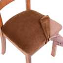 Smiry Velvet Seat Covers for Dining Room Chair Set of 2, Stretch Fit Removable Washable Chair Seat Cushion Protector Slipcovers with Ties, Camel