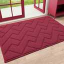 OLANLY Indoor Door Mat, 32x20, Dirt Resistant and Absorbent, Sturdy Non-Slip Rubber Backing, Easy to Clean, Washable Low-Profile Doormat for Entryway, Burgundy