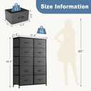 DUMOS Dresser for Bedroom, 10 Storage Drawers, Wide Fabric Closet Chests Organizer Tower Furniture with Wooden Top Metal Frame for Clothes, Guest Room, Living Room, Hallway, Entryway, 11.8"D x 31.5"W x 45.6"H