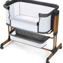 Ezebaby 3-in-1 Baby Bassinet, Rocking Baby Bassinets Bedside Sleeper, Adjustable Portable Crib for Newborn Infant with Wheels Storage Basket and Mesh Sides (Dark Gray)