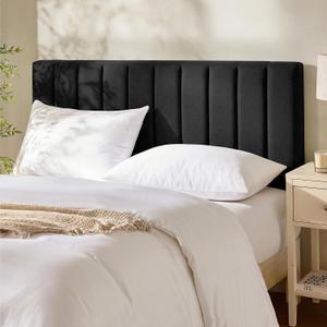 Hearth & Harbor Upholstered King Headboard - Easy Assemble Channel Stitched Headboard King Size Bed - Wall Mounted Headboards with 3D Soundproof Wall Panels Peel & Stick Floating Headboards, Black