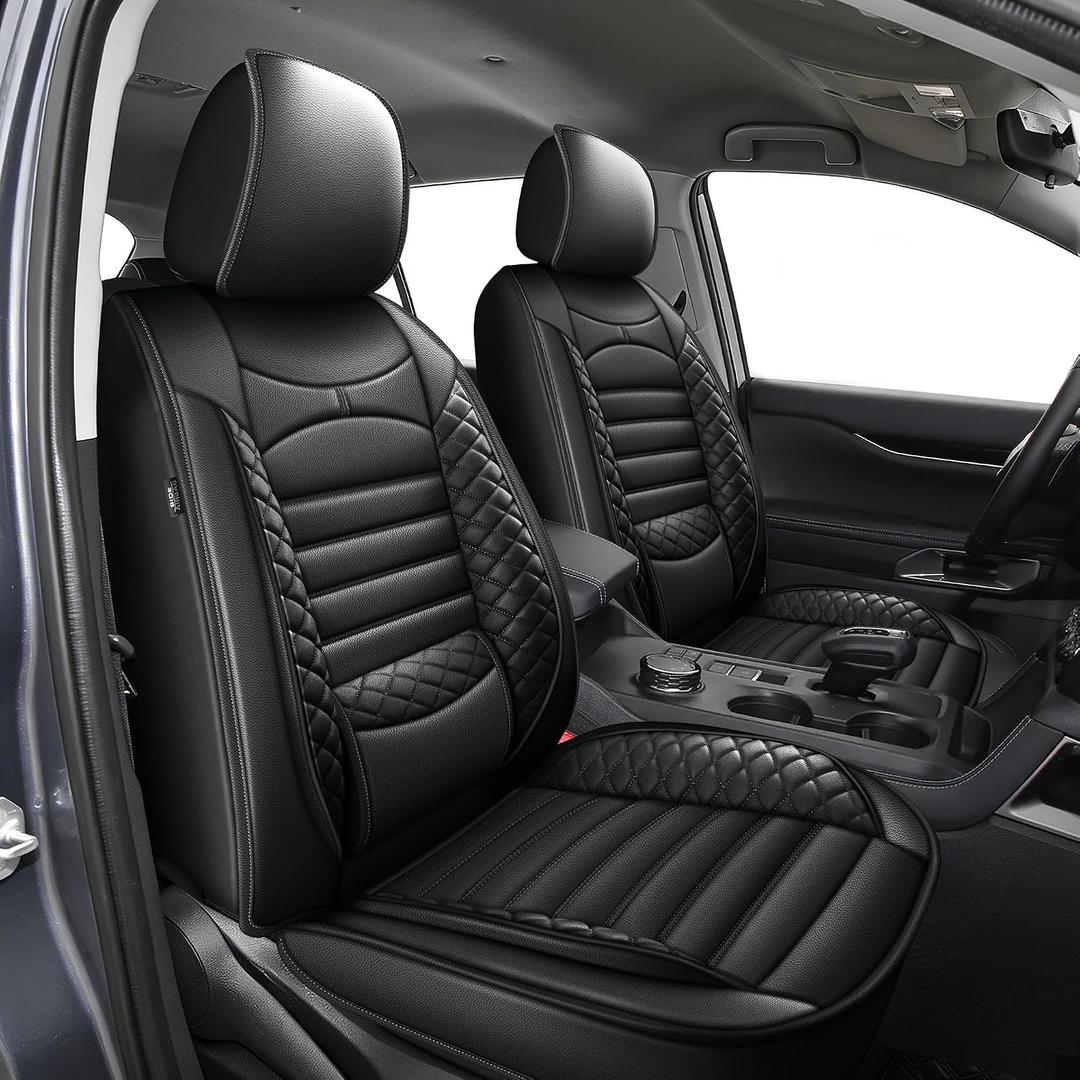 Car Seat Covers fit for Ford Ranger 2019-2025 2026(Not Fit Raptor): Leather Full Set Covers Waterproof Automotive Seat Protector (5 Seats, Black)