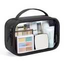 BAGSMART TSA-Approved Toiletry Bag, Large Opening Clear Makeup Bag with Handle, Quart Sized Travel Toiletry Bag, Carry-On Airline Compliant for Men and Women (Black)