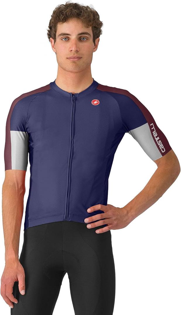CASTELLI Mens Entrata 6 Jersey, UPF Sun Protection, Quarter Length Sleeve Jersey for Road Cycling & Gravel Biking & Racing (3X-Large, Belgian Blue/Deep Bordeaux/Silver Gray)
