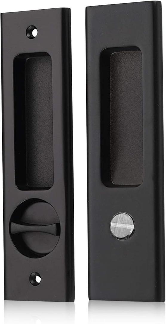 NCL Sliding Door Handle for Bath, Black Barn Door Flush Handle, Privacy Pocket Door Lock