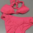 Bikini Sets for Women Sexy Halter Triangle String Bikini Cheeky V Cut High Waisted Thong Swimsuits 2 Piece (Medium, Bright Pink)
