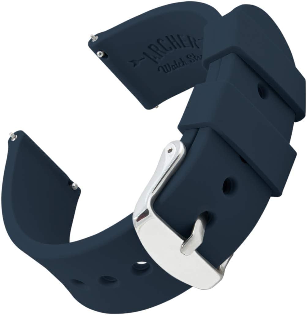 Archer Watch Straps - Soft Silicone Quick Release Watch Bands (18mm, Midnight Blue)