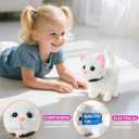 WorWoder Electronic Interactive Plush Cat- Battery Operated Mechanical Walking Little Pet Kitten with a Cute Bag, Meow Tail Wagging, Stretching Companion Animal for Toddlers & Kids